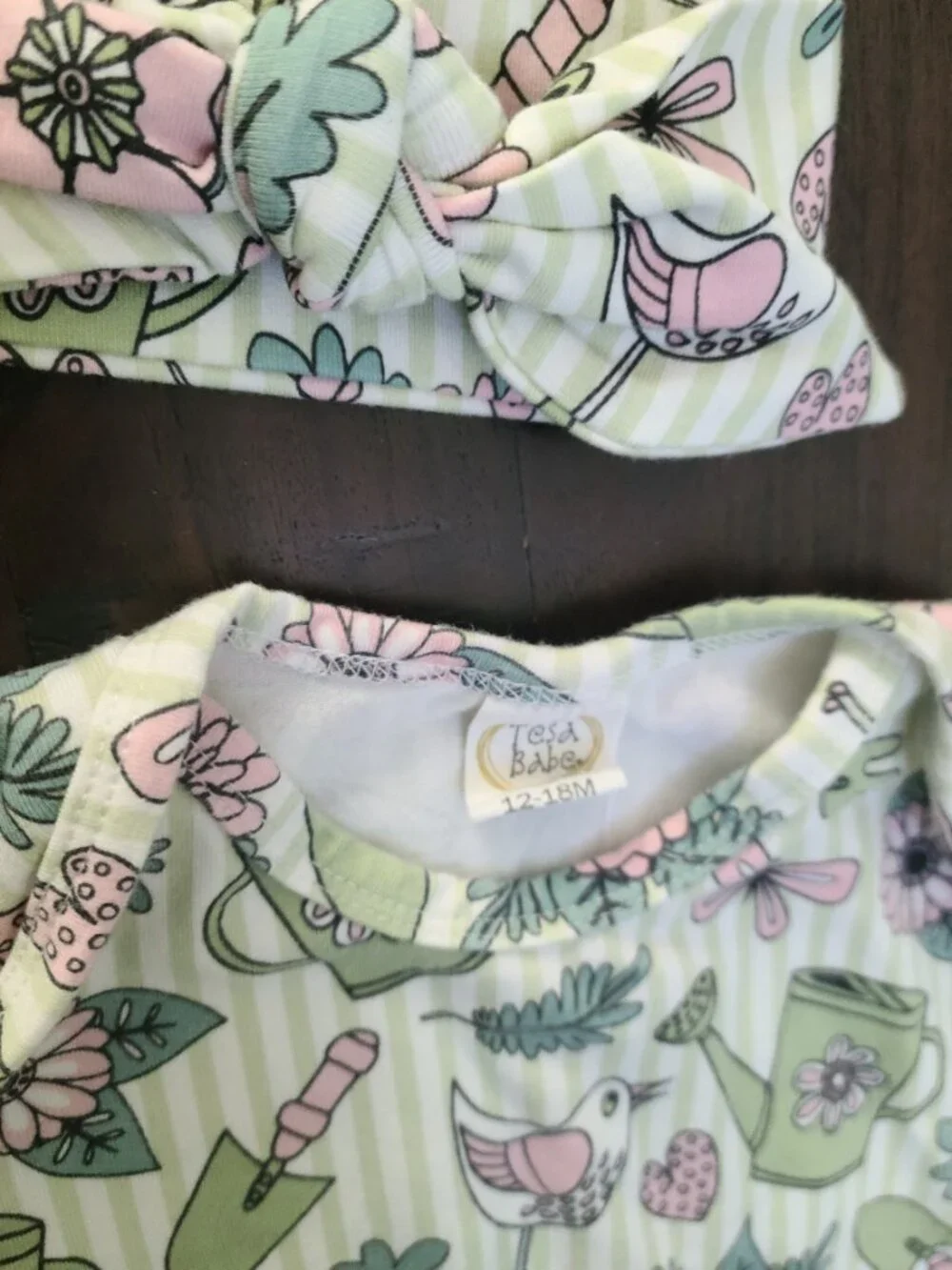 Tesa Babe Garden Print Bodysuit with Headband